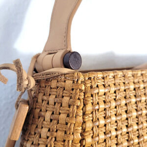 🌷Fossil 1954 Purse Woven Leather Tan Brown Shoulder Bag Retro Coastal Tropical